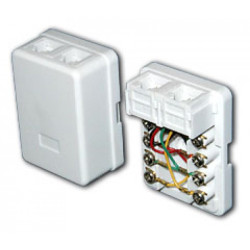 Розетка телефонная внешняя настенная на 2 порта RJ12 6P6C, арт. TSB-С-66