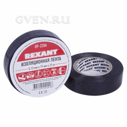 Изолента 19мм х 25м черная  REXANT
